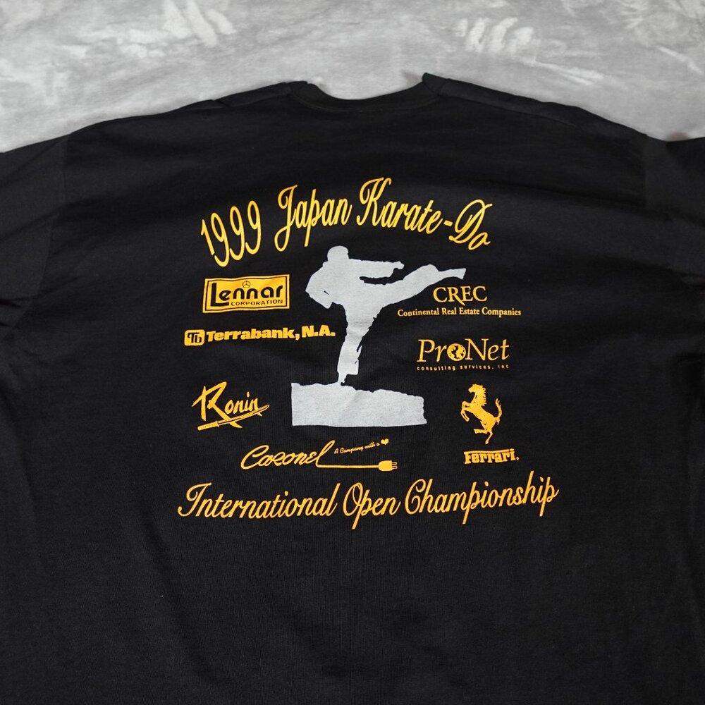 Vintage Japan Karate Championship T Shirt Mens 2XL Fighting 1999 90s Black